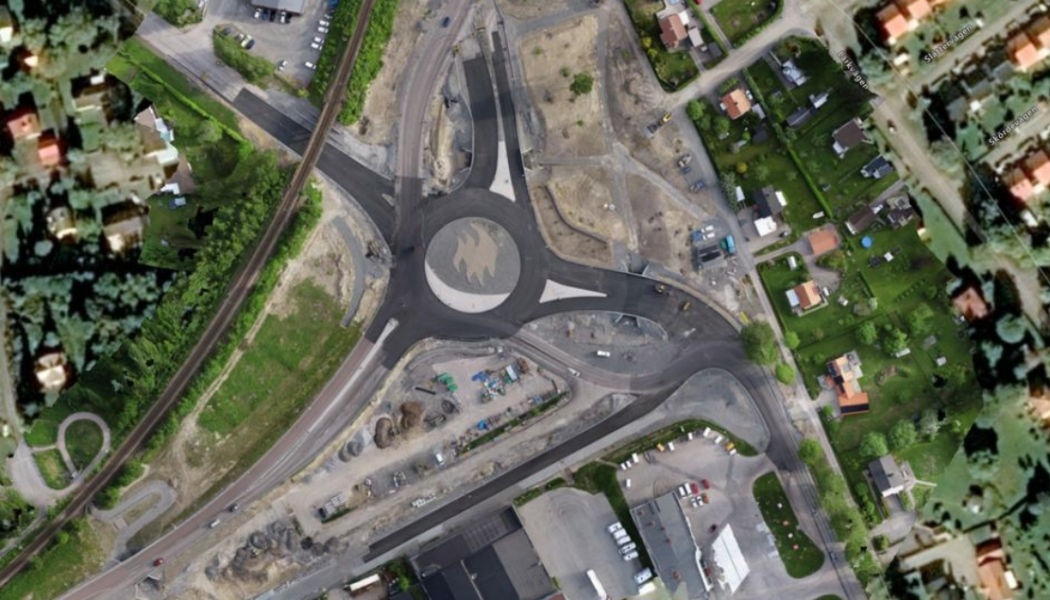 Ny cirkulationsplats i Ludvika. Foto: Trafikverket