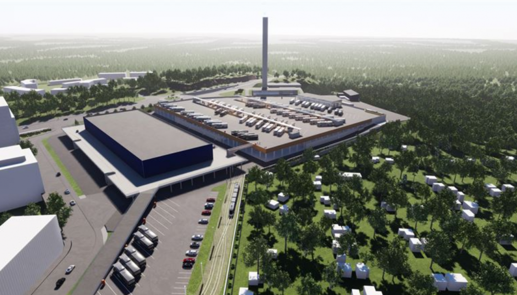 Visionsbild av den nya depån i Helsingfors. Bild: Skanska
