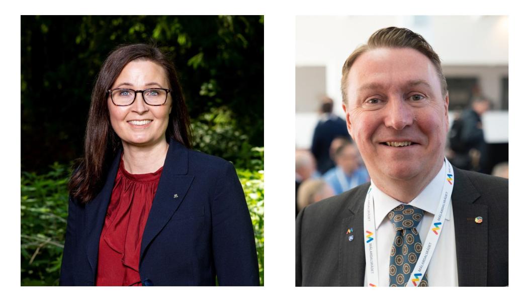 Linn Brandström, kommunstyrelsens ordförande Töreboda kommun och Jens Sjöström, ordförande Mälardalsrådet och investeringsregionråd Region Stockholm. Foto: Mälardalsrådet