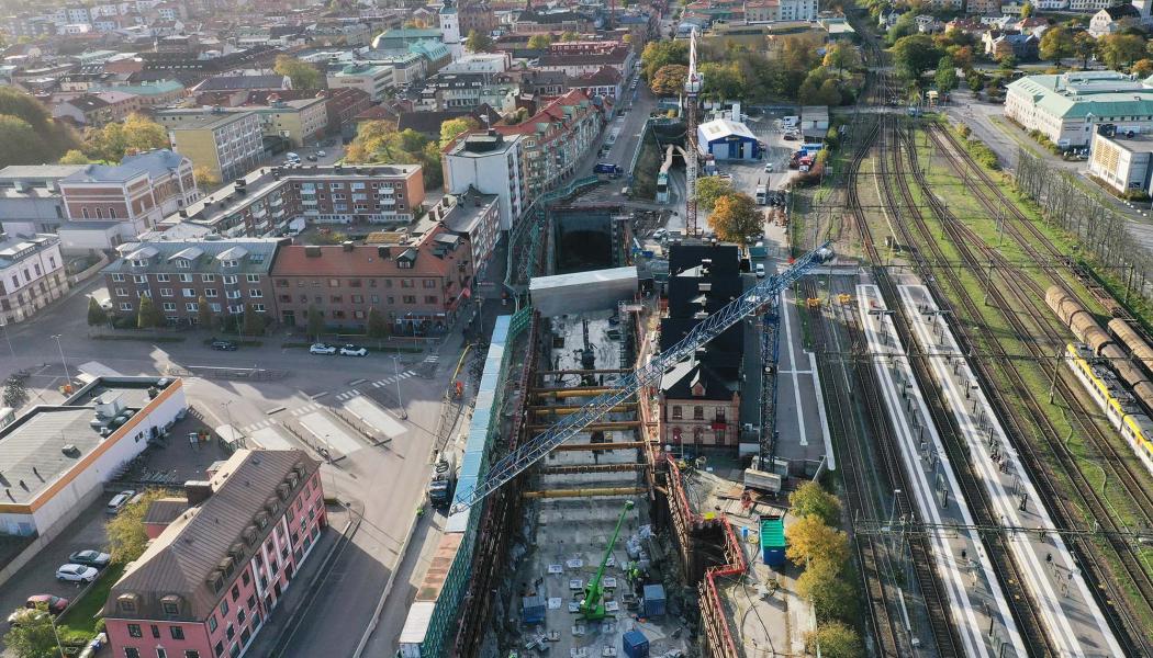 Projekt Varbergstunnelns arbetsområde i Varbergs centrum. 