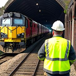 Network Rails arbetare kontrollerar en järnvägssträcka i Storbritannien. Källa: Network Rail