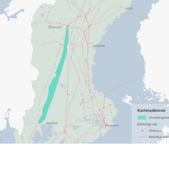 Karlstadbenet innebär 46 mil ny dubbel ledning på 400 kilovolt mellan Ragunda kommun i Jämtland och Grums kommun i Värmland. Foto: Svenska kraftnät