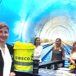 Kathrin Glab från tyska Sweco, berättar på Innotrans-mässan om koncernens många tunnelprojekt bland annat i Sverige. Foto: Markku Björkman