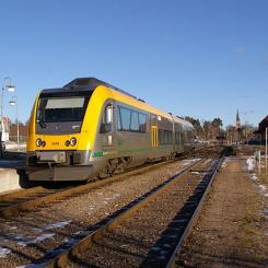 Fryksdalsbanans tåg i Torsby. Foto: Wikimedia Commons