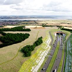 En datorgenererad bild av den södra tunnelinfarten till Lower Thames Crossing
Foto: Joas Souza / National Highways
