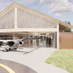 Så är skulle framtida Droneport-lösningar kunna se ut. Visualisering: White Arkitekter