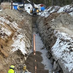 Utbyggnaden av det kommunala VA-nätet i Åbyggeby Foto: Gästrike Vatten