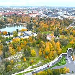 Den två kilometer långa tunneln i Helsingfors kommer att komma ut vid den södra kanten av Lappvikens park och ansluta därifrån till västra ringvägen. Bild: PES-Arkkitehdit Oy