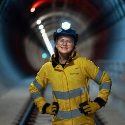 Arbete i norsk järnvägstunnel. Foto: bane NOR, kredit: Aksel Jermstad