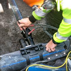 Arbete med vatten- och avloppsledningar. Foto: Terése Andersson