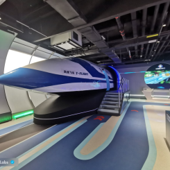 Under tidigare tester på en nybyggd 2 kilometers testbana i Datun har T-Flight kunnat testa kritiska komponenter som supraledande magneter och traktionssystem utan att sänka lufttrycket i röret. Foto: The China Aerospace Science and Industry Corporation (CASIC), Kredit. AArchTownLabs