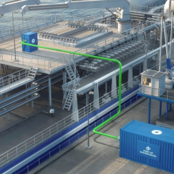 Elanslutning via anslutningscontainrarna som kommer att anläggas permanent vid kajerna i Energihamnen. Illustration: Göteborgs Hamn