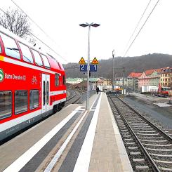 Meissen Triebischtal järnvägsstation på dagen för återöppningen efter ungefär ett års ombyggnad och omdesign. Foto: Wikipedia Common, kredit: Kleeblatt 187