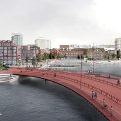 Unik röd betongbro kommer att lysa upp Malmö. Bild: Swerock