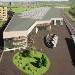 Depån ska kombinera modern teknik och cirkulär ekonomi för att möta framtidens krav på energieffektiv kollektivtrafik. Bildkälla: APRT Architects