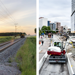 Järnvägsunderhåll och markanläggning. Foto: Flexirail och Marbit