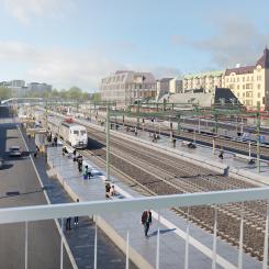 Kanske en framtida vy från Trädgårdslänken över det nya stationsområdet och Karlstads resecentrum.
Foto: White