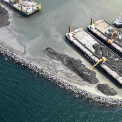 Fehmarn Bält-förbindelsen ska koppla samman Rödbyhamn på Lolland med den tyska ön Fehmarn genom en sänktunnel under havsbotten. Bygget omfattar både en fyrfilig motorväg och en dubbelspårig järnväg. Foto: Fehmarntunnels projektkoncern