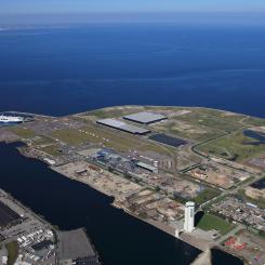 Flygbild över Malmö hamn. Foto: CMP