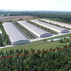 Microsofts nya datahallar i Sandviken. Illustration: COWI AB, Sandvikens kommun.