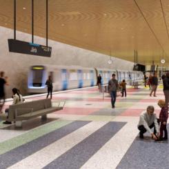 Vid plattformen kliver de framtida resenärerna på och av tunnelbanan. Här visas plattformen på station Järla. Bild: Region Stockholm