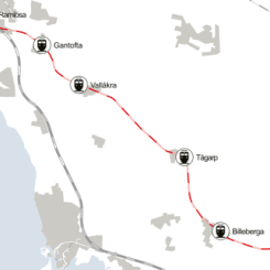 Karta över den aktuella sträckan. Karta: Trafikverket