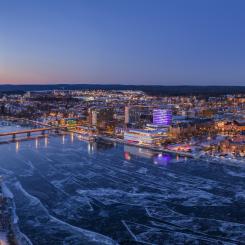 Drönarbild över Umeå. Foto: Umeå kommun