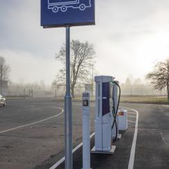 Laddstation för lastbilar, Foto: Elin Gårdestig, Trafikverket