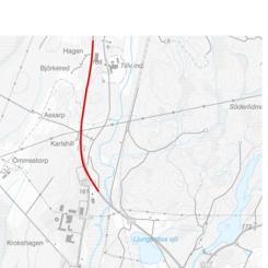 Översiktskarta av Ljungsnäs, vattenskyddsåtgärder. Karta: Trafikverket/Lantmäteriet Geodatasamverkan