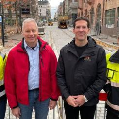 Karolina Nygren, E.ON, Jimmy Johansson, Östgötatrafiken, Gustav Flodén, Norrköpings kommun och Peter Jonander, Nodra. Foto: Norrköpings kommun