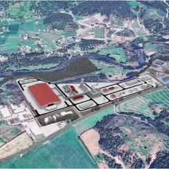Istället för ammoniakproduktion undersöker Iverson eFuels nu möjligheten att bygga ett datacenter på samma plats. Datorgenererad illustration av Iverson eFuels planerade ammoniakprojekt i Norge. Bild: Iverson eFuels/Hy2gen.