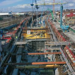 Arbeten med betongtunneln i Varbergs centrum. Foto: Implenia Sverige AB