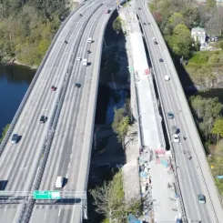 I sommar byggs dammar som ska rena dagvattnet från Skurbroarna innan det rinner ut i Skurusundet. Foto: Trafikverket