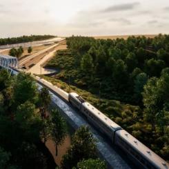 Hela dubbelspårsutbyggnaden mellan Hallsberg och Degerön beräknas vara klar 2031.  Bild: Trafikverket