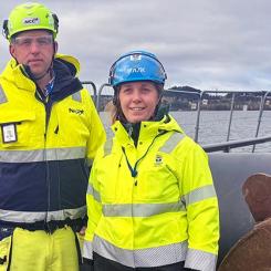 Mattias Svelander, projektchef, NCC och Sofia Grelsson, byggprojektledare, Östersunds kommun. Pressbild: Östersunds kommun