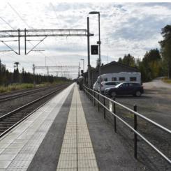 Vy från norr över Murjeks stationsområde och plattform. Foto: Trafikverket