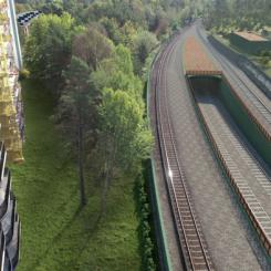 Söder om Hökarängens station kommer tågen att kunna åka ned i den nya tunneln till depån. Visionsbild: Region Stockholm / &Rundquist