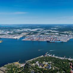 Panoramabild över Göteborgs hamn. Foto: Göteborgs hamn