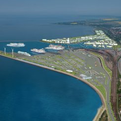 Trelleborgs hamn får 170 miljoner kronor av EU för att effektivisera infrastrukturen. Illustration: Trelleborgs Hamn