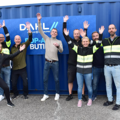 Lokal byggcontainer ger bättre bygglogistik i byggområdet i Njurunda. Foto: Dahl