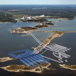 Illustration visar befintligt SFR i grå färg och utbyggnaden i blå färg. Foto: SKB