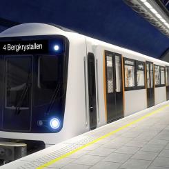 Nya tunnelbanetåg för Oslo. Illustration: Sporveien, kredit: Lören