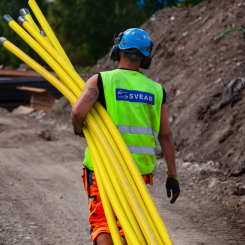 Sveab Anläggning utför mark- och anläggningsarbeten i Veddesta. Foto: Sveab