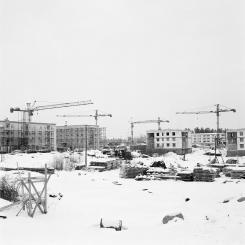 Pålkommissionen bildades 1959 under en tid då miljonprogrammen byggdes och då motorvägar och motorvägsbroar anlades. På bilden: Bygget av Tensta 1969.
FOTO: Jonas Ferenius