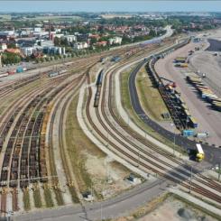 Godsbangård och intermodal terminal i Trelleborgs Hamn. Foto: Trelleborgs Hamn