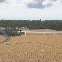 Passage på landskapsbro över Tunsättersbäckens dalgång, vy från söder. Illustrationen är hämtad ur VR-modellen, en digital modell av järnvägsanläggningen och dess omgivning. Bilden är preliminär och visar inte exakt hur den färdiga anläggningen kommer att utformas. Illustration: Trafikverket