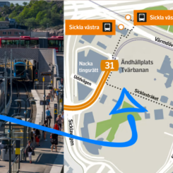 Från 3 februari trafikeras inte Sickla station på grund av byggarbeten i området. Bild: SL