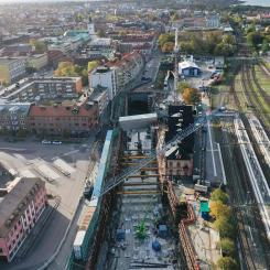 Projekt Varbergstunnelns arbetsområde i Varbergs centrum.