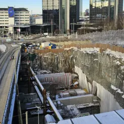 Byggnation av Västlänkens station Korsvägen. Foto: Trafikverket