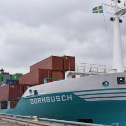 Fraktkoncernens rutt trafikeras av containerfartyget Anna G och anlöper Malmö på veckobasis. Foto: Copenhagen Malmö Port AB
